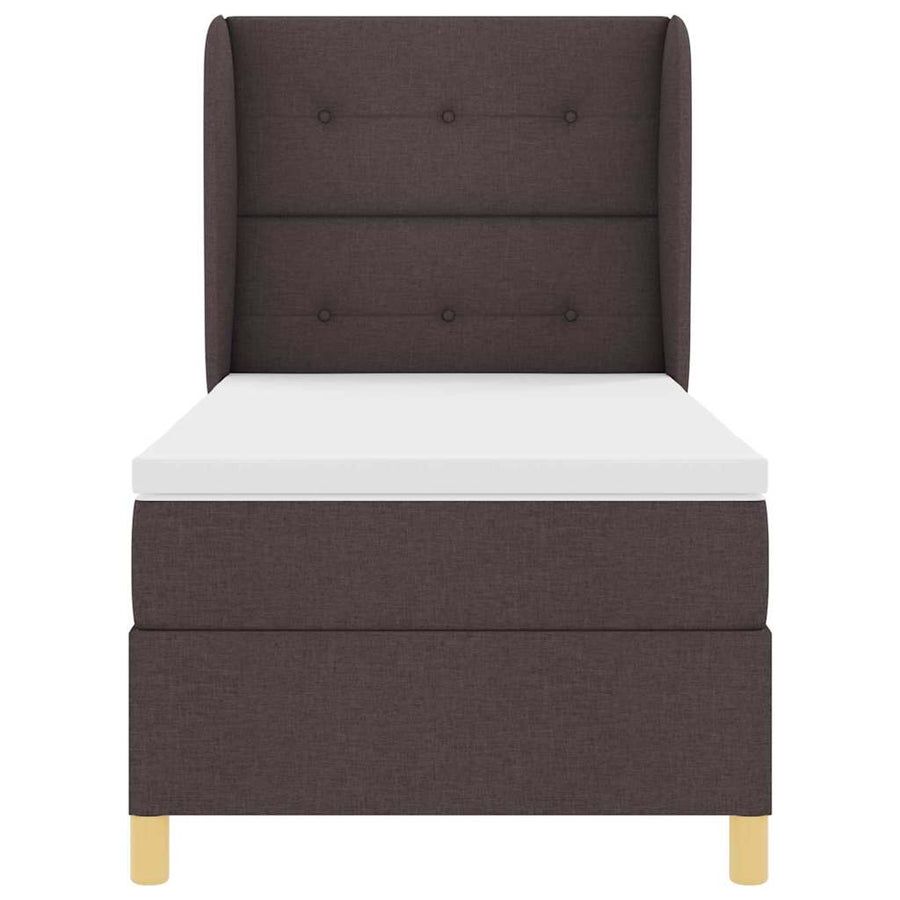 Boxspringbed met Matras Donkergrijs 90x190 cm Donkerbruin
