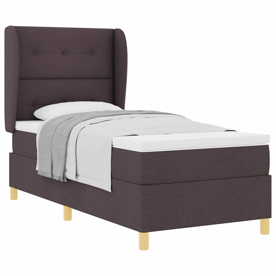 Boxspringbed met Matras Donkergrijs 90x190 cm Donkerbruin