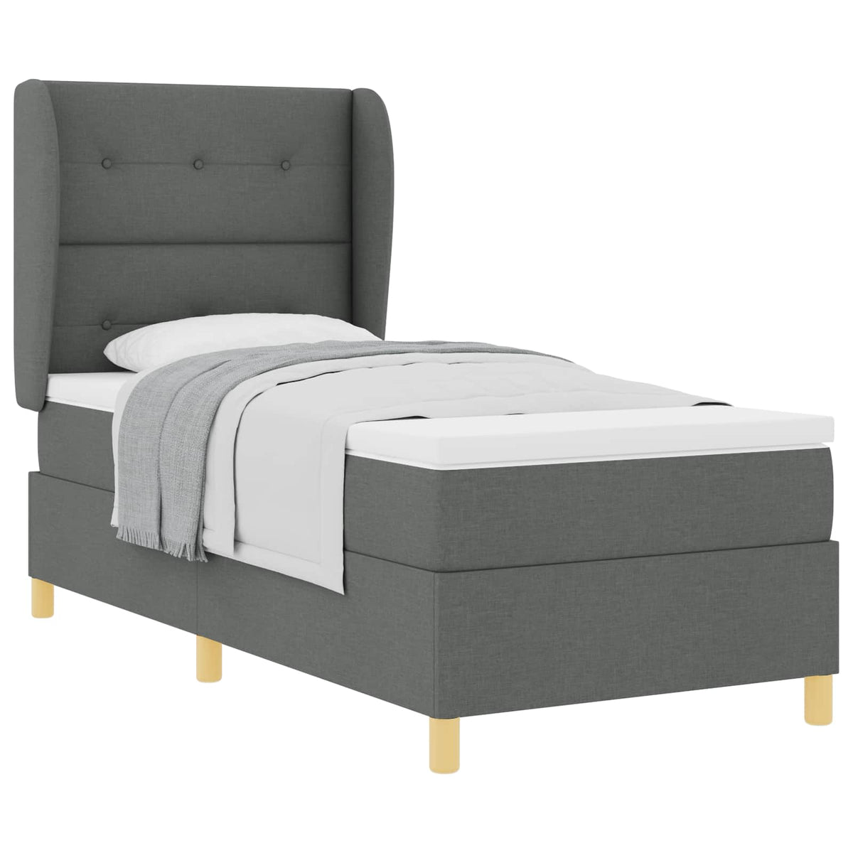 Boxspringbed met hoofdeinde Donkergrijs 200 x 90 cm Stof