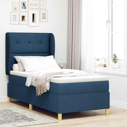 Boxspringbed met hoofdeinde Blauw 200 x 90 cm Stof