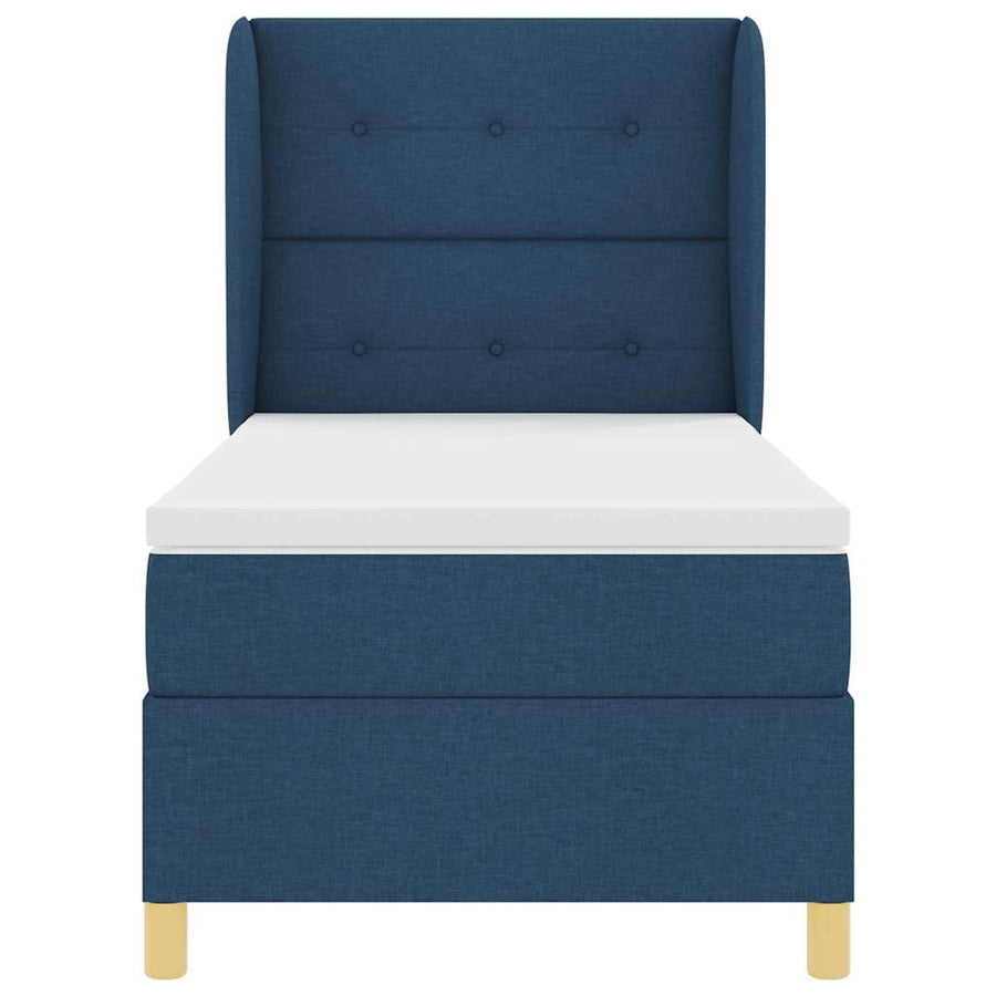 Boxspringbed met hoofdeinde Blauw 200 x 90 cm Stof
