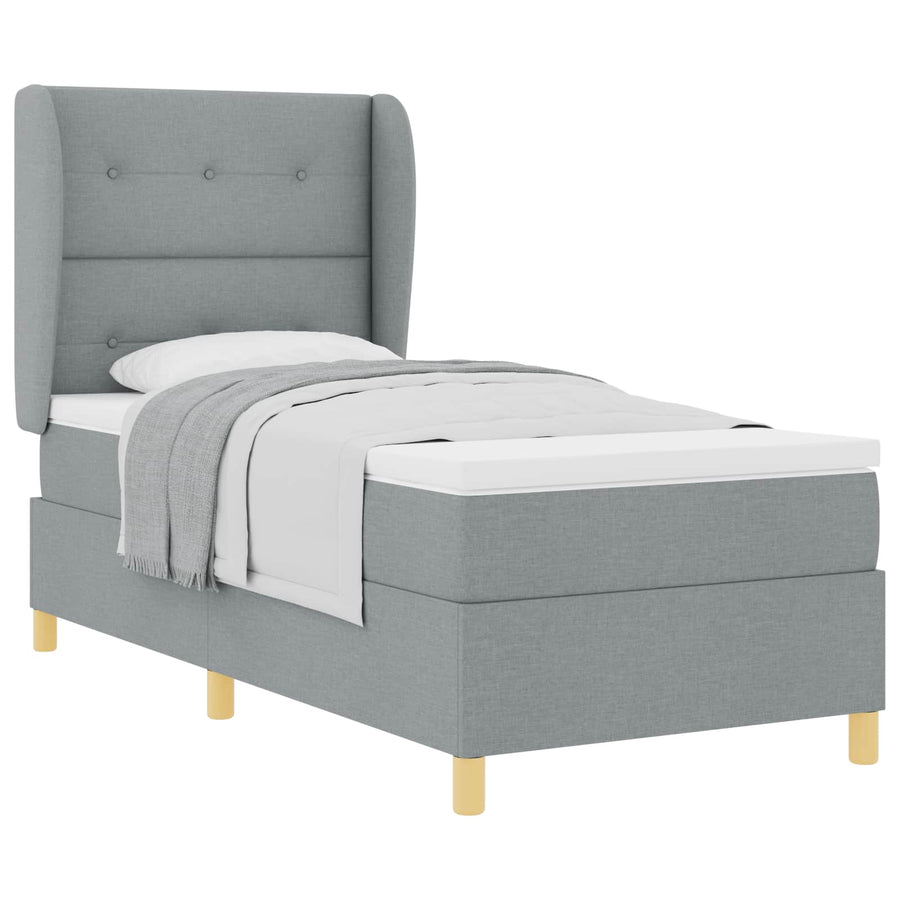 Boxspringbed met kussen Lichtgrijs 200 x 100 cm Stof