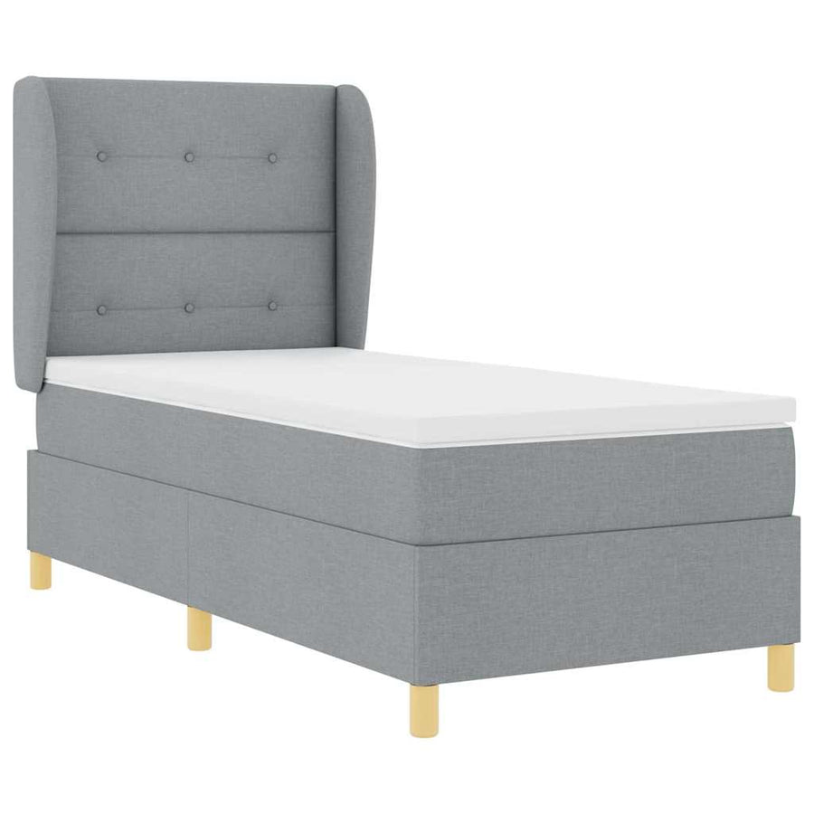 Boxspringbed met kussen Lichtgrijs 200 x 100 cm Stof