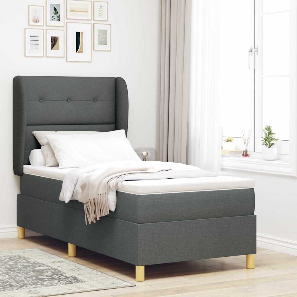 Boxspringbed met hoofdeinde Donkergrijs 200 x 100 cm Stof