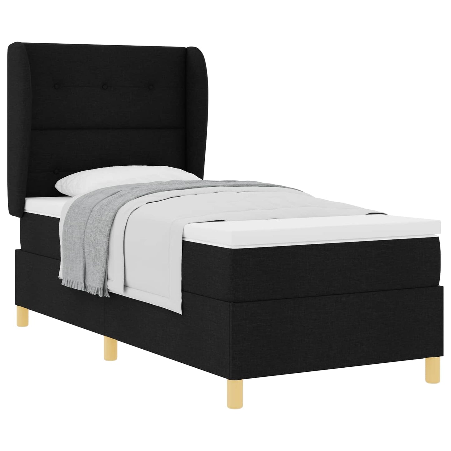 Boxspringbed met hoofdeinde Zwart 200 x 100 cm Stof