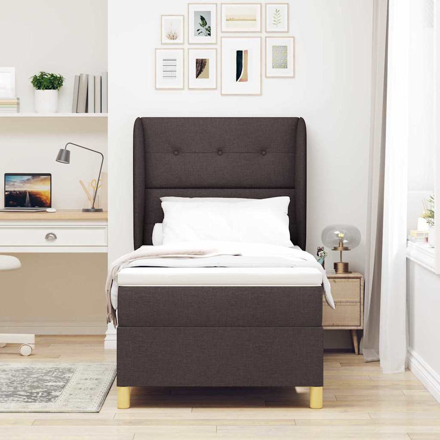 Boxspringbed met hoofdeinde Donkerbruin 200 x 100 cm Stof