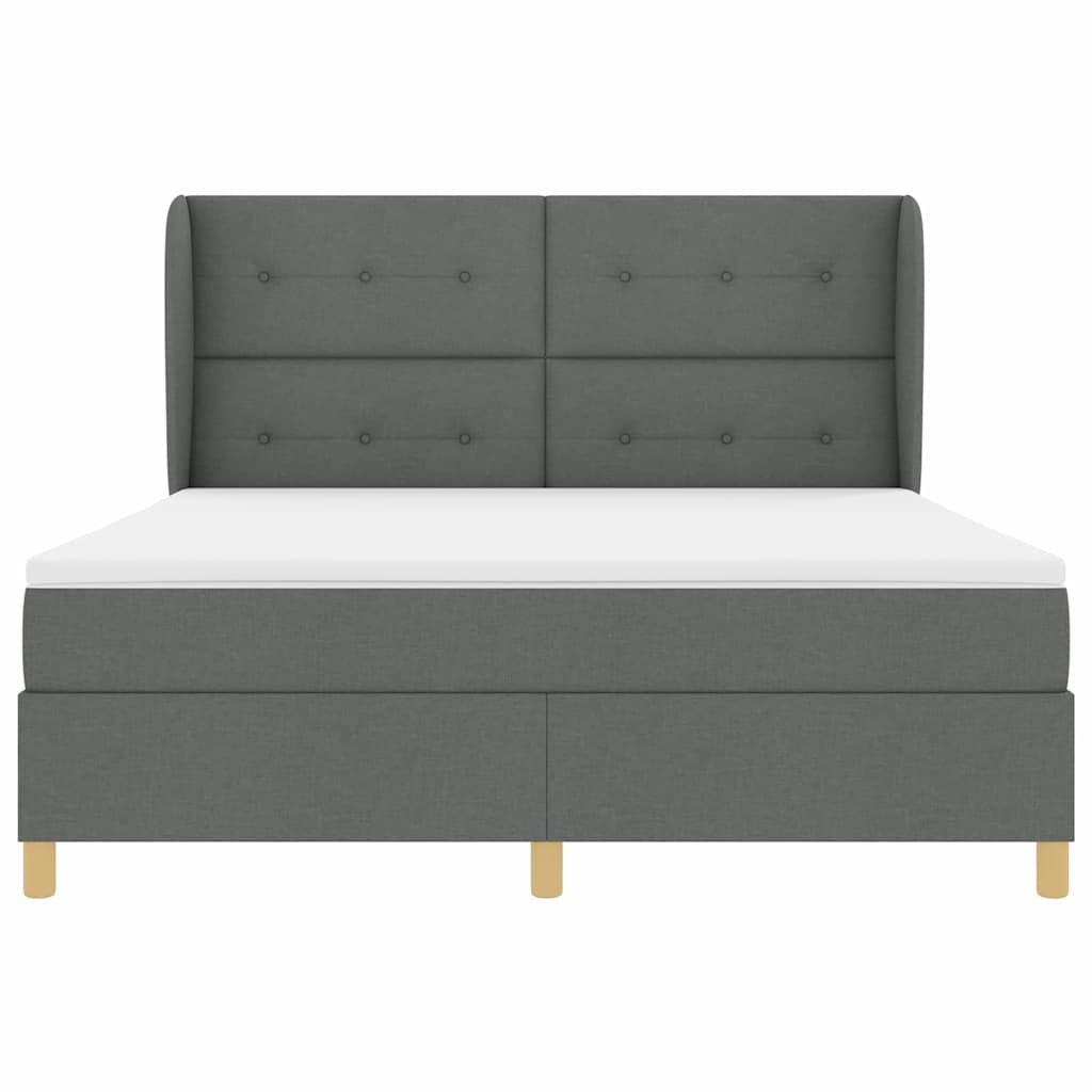 Boxspringbed met hoofdeinde Donkergrijs 200 x 180 cm Stof