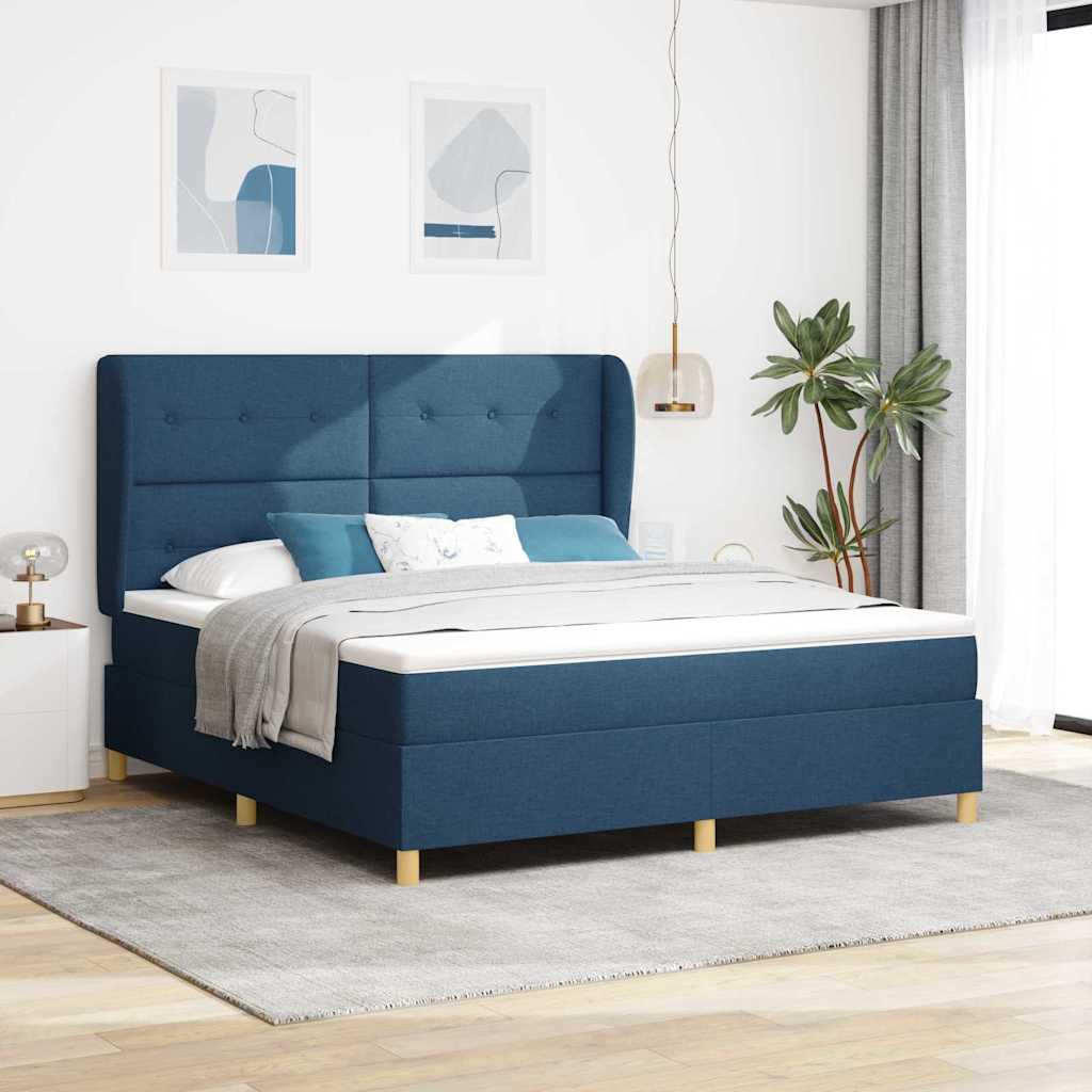 Boxspringbed met hoofdeinde Blauw 200 x 180 cm Stof