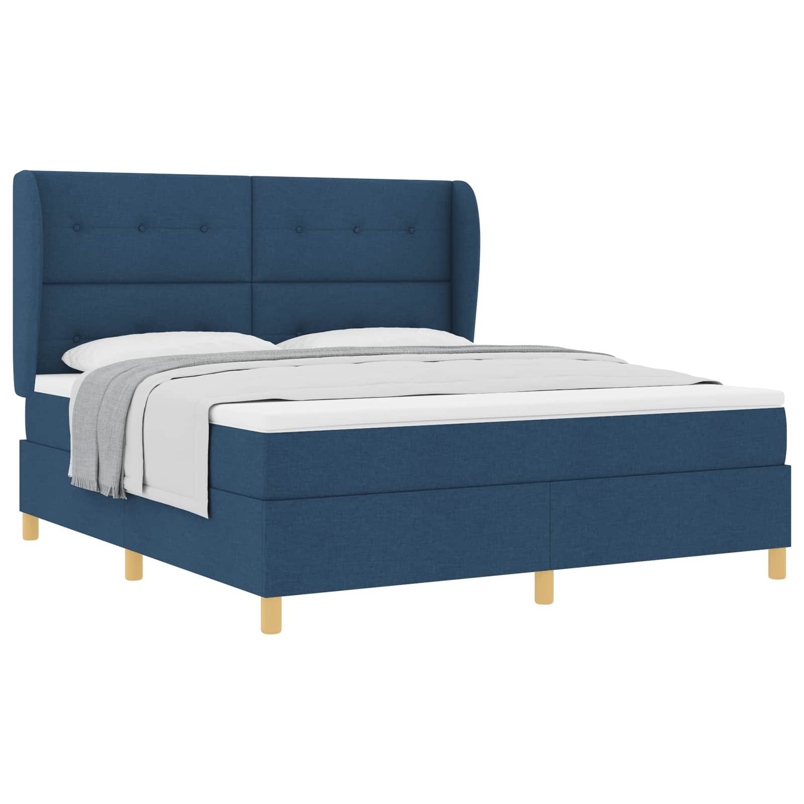 Boxspringbed met hoofdeinde Blauw 200 x 180 cm Stof
