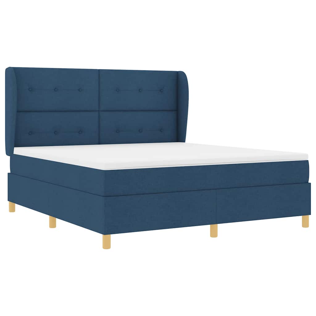 Boxspringbed met hoofdeinde Blauw 200 x 180 cm Stof