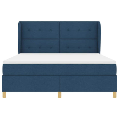 Boxspringbed met hoofdeinde Blauw 200 x 180 cm Stof