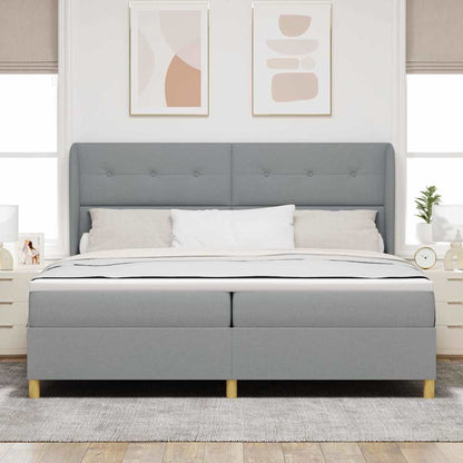 Boxspringbed met hoofdeinde Lichtgrijs 200 x 200 cm Stof