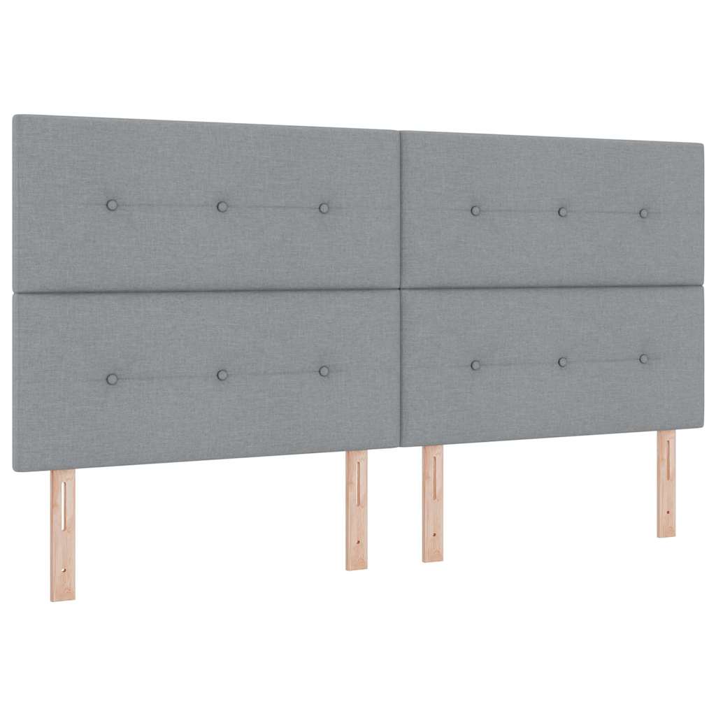 Boxspringbed met hoofdeinde Lichtgrijs 200 x 200 cm Stof