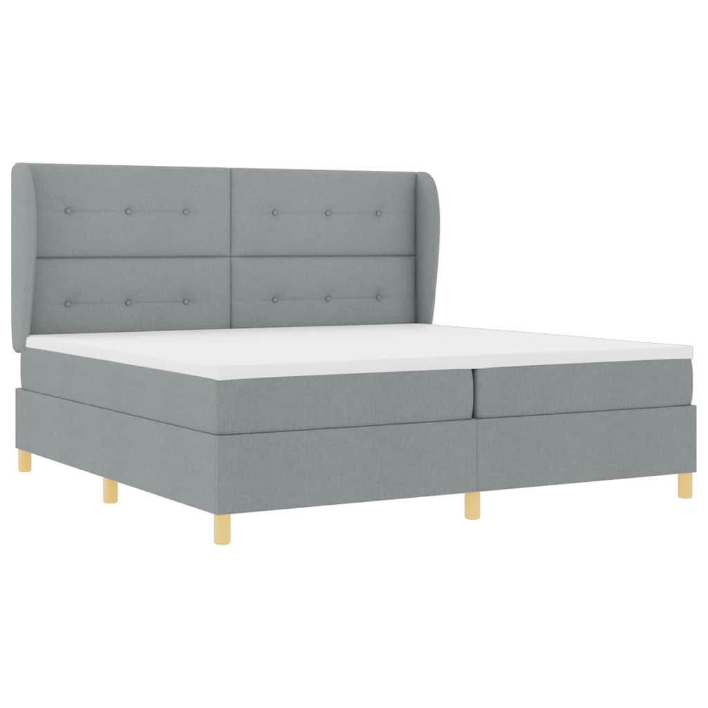 Boxspringbed met hoofdeinde Lichtgrijs 200 x 200 cm Stof