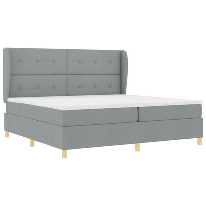 Boxspringbed met hoofdeinde Lichtgrijs 200 x 200 cm Stof