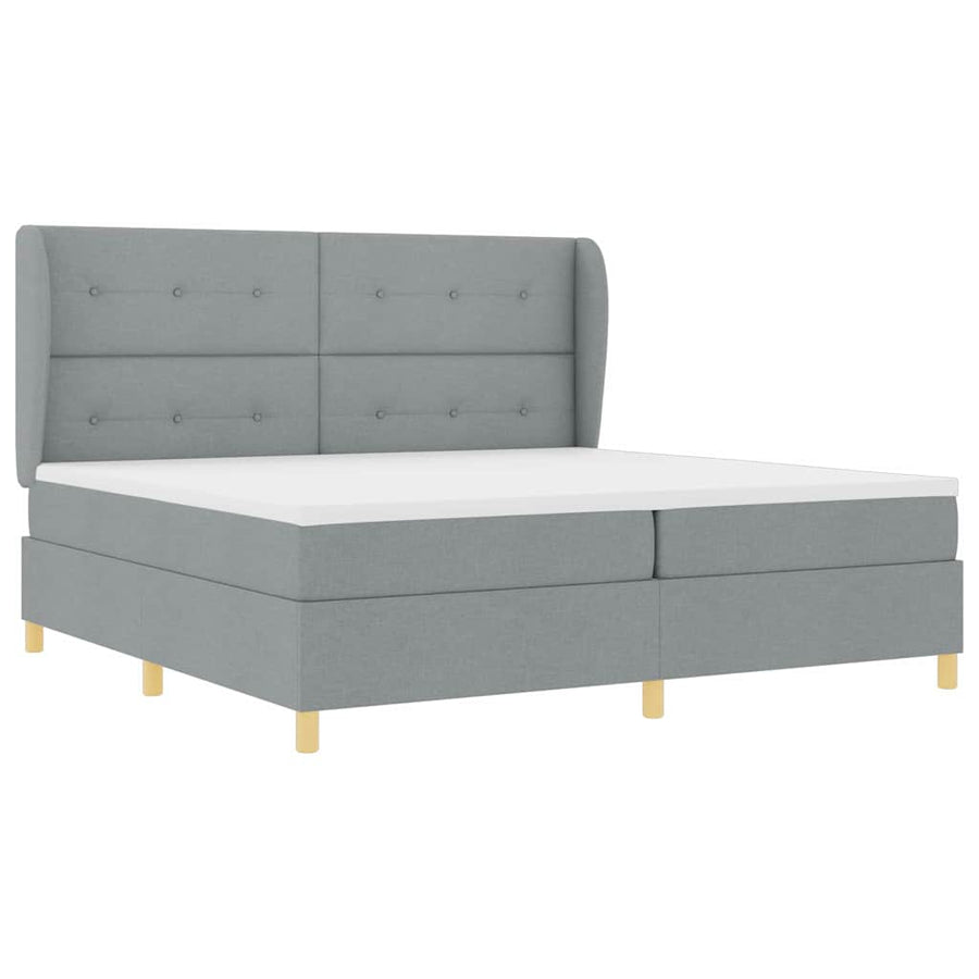 Boxspringbed met hoofdeinde Lichtgrijs 200 x 200 cm Stof