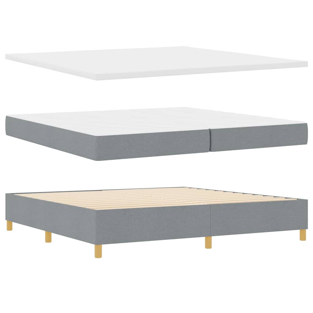 Boxspringbed met hoofdeinde Lichtgrijs 200 x 200 cm Stof