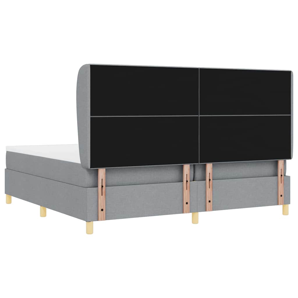 Boxspringbed met hoofdeinde Lichtgrijs 200 x 200 cm Stof
