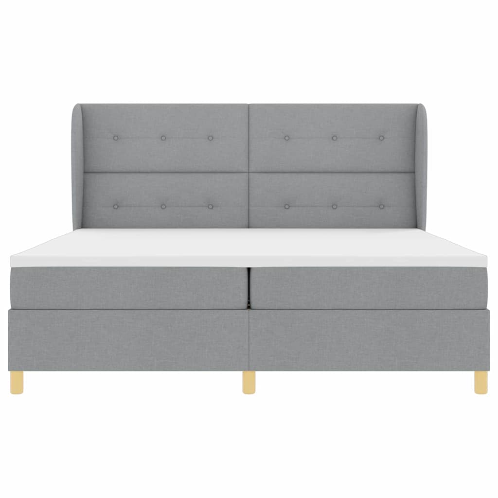 Boxspringbed met hoofdeinde Lichtgrijs 200 x 200 cm Stof