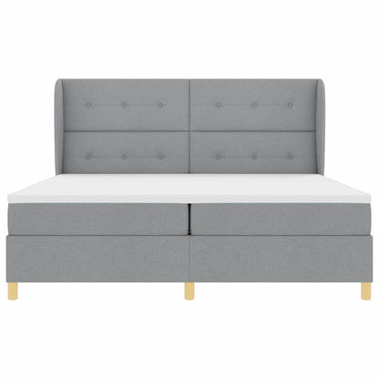 Boxspringbed met hoofdeinde Lichtgrijs 200 x 200 cm Stof