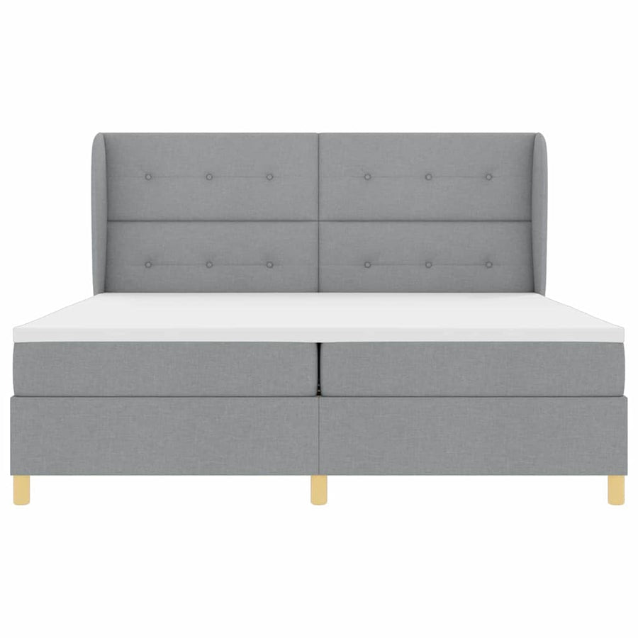 Boxspringbed met hoofdeinde Lichtgrijs 200 x 200 cm Stof