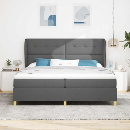 Boxspringbed met hoofdeinde Donkergrijs 200 x 200 cm Stof