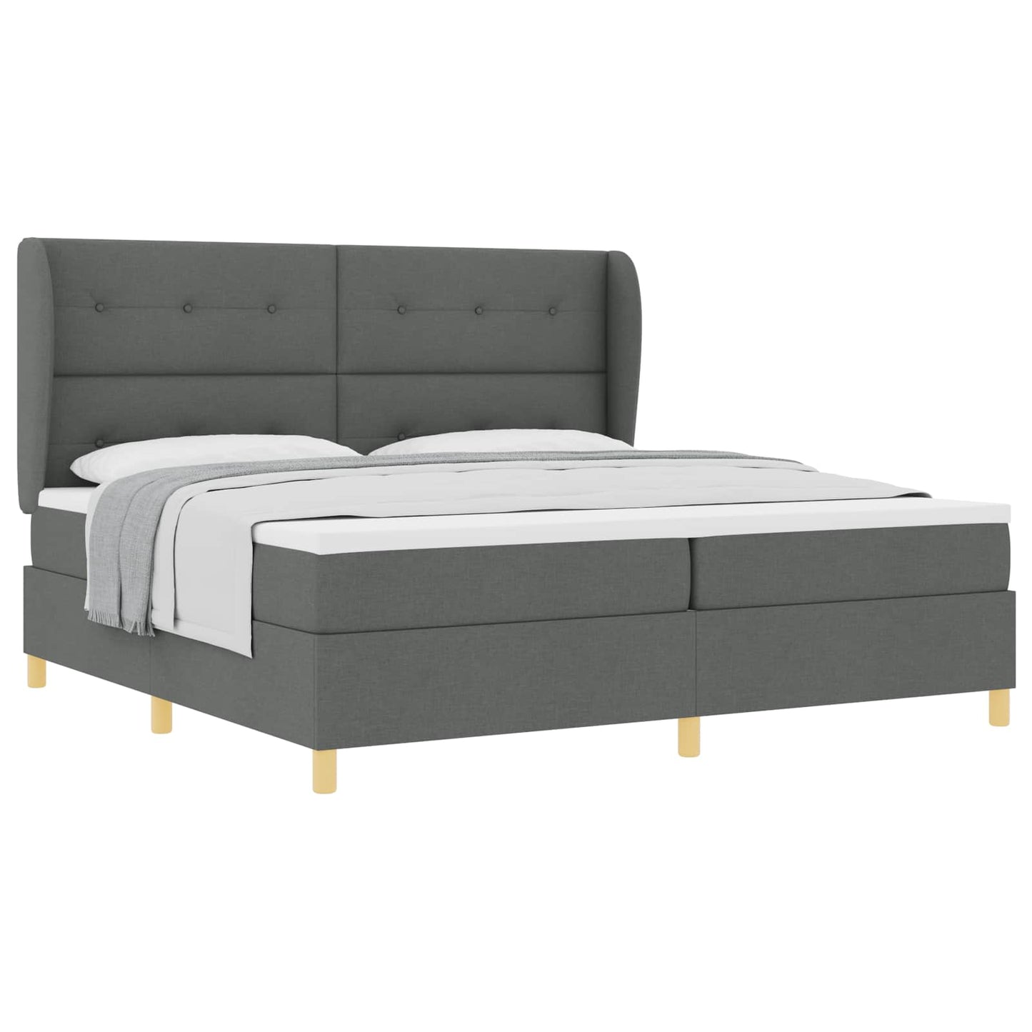 Boxspringbed met hoofdeinde Donkergrijs 200 x 200 cm Stof