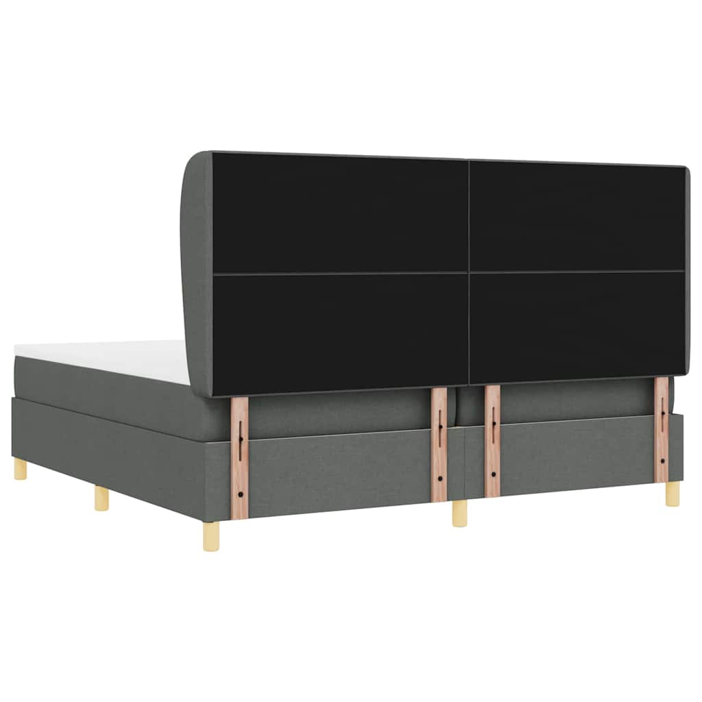 Boxspringbed met hoofdeinde Donkergrijs 200 x 200 cm Stof