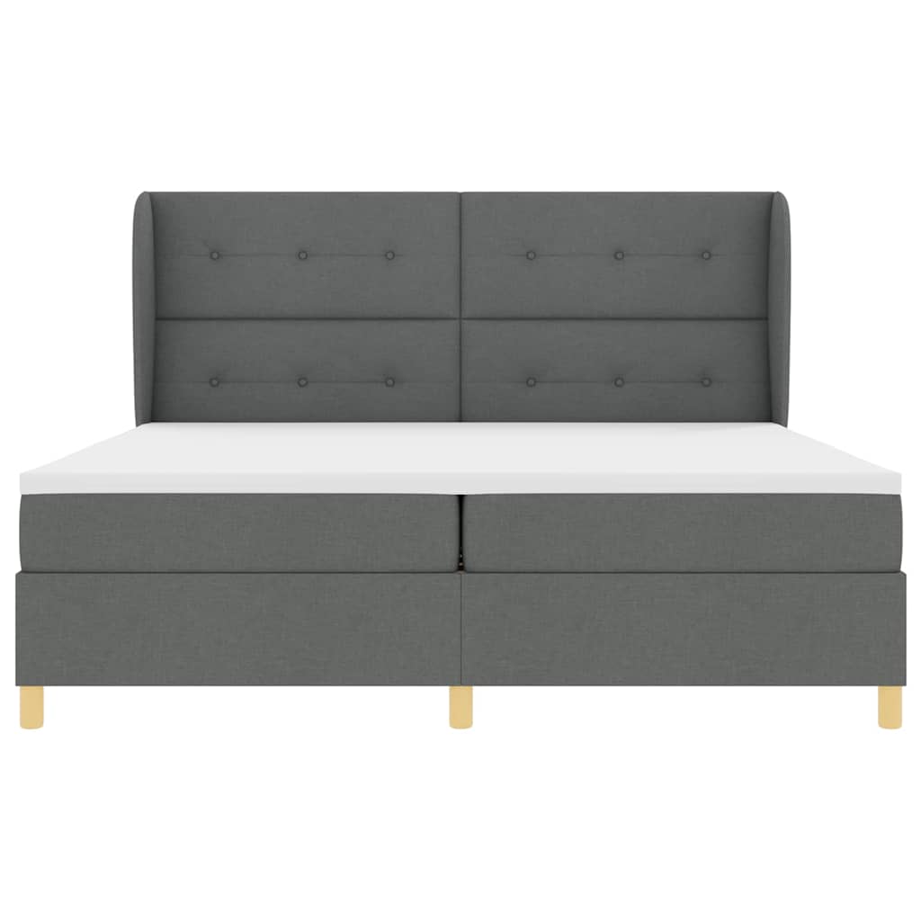 Boxspringbed met hoofdeinde Donkergrijs 200 x 200 cm Stof