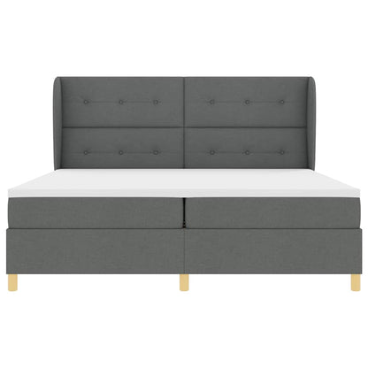 Boxspringbed met hoofdeinde Donkergrijs 200 x 200 cm Stof