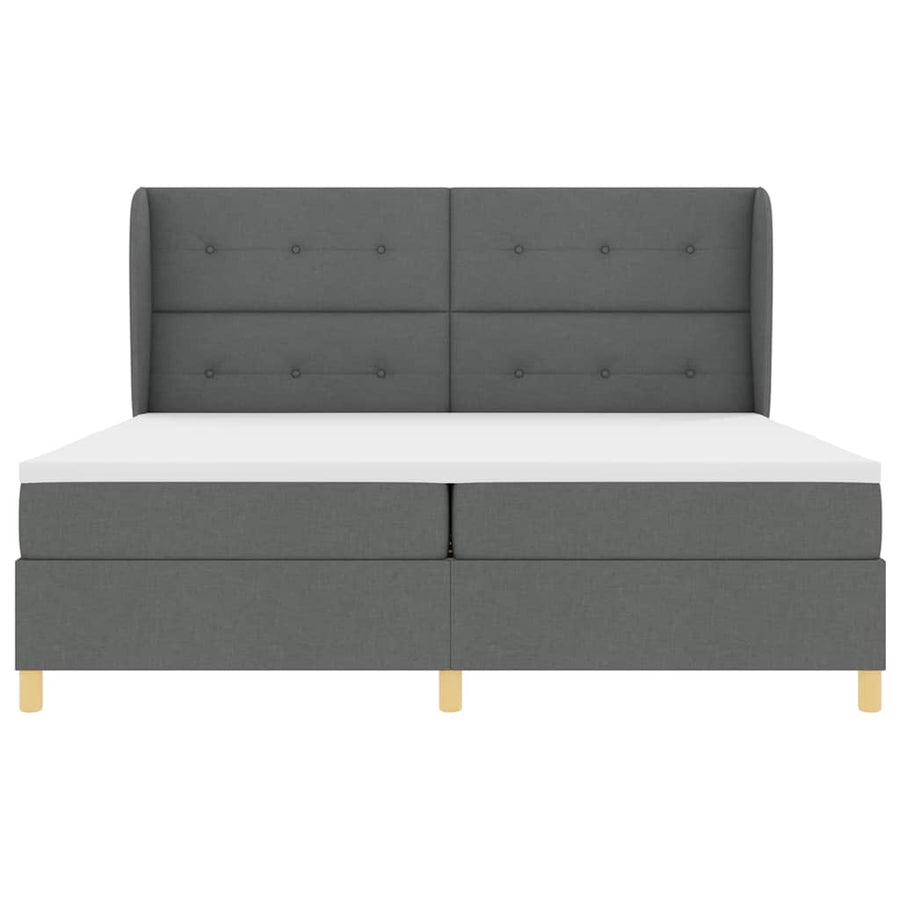Boxspringbed met hoofdeinde Donkergrijs 200 x 200 cm Stof