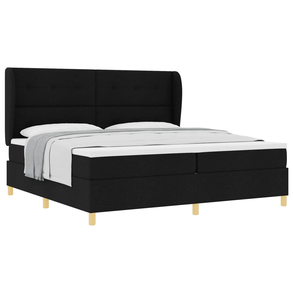 Boxspringbed met hoofdeinde Zwart 200 x 200 cm Stof
