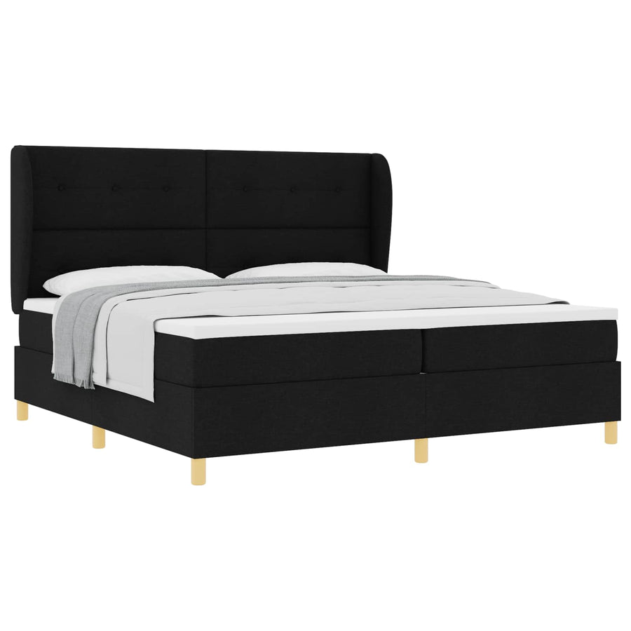 Boxspringbed met hoofdeinde Zwart 200 x 200 cm Stof