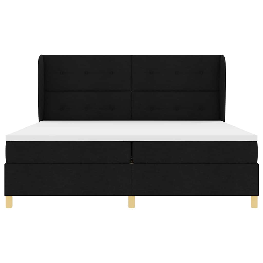 Boxspringbed met hoofdeinde Zwart 200 x 200 cm Stof