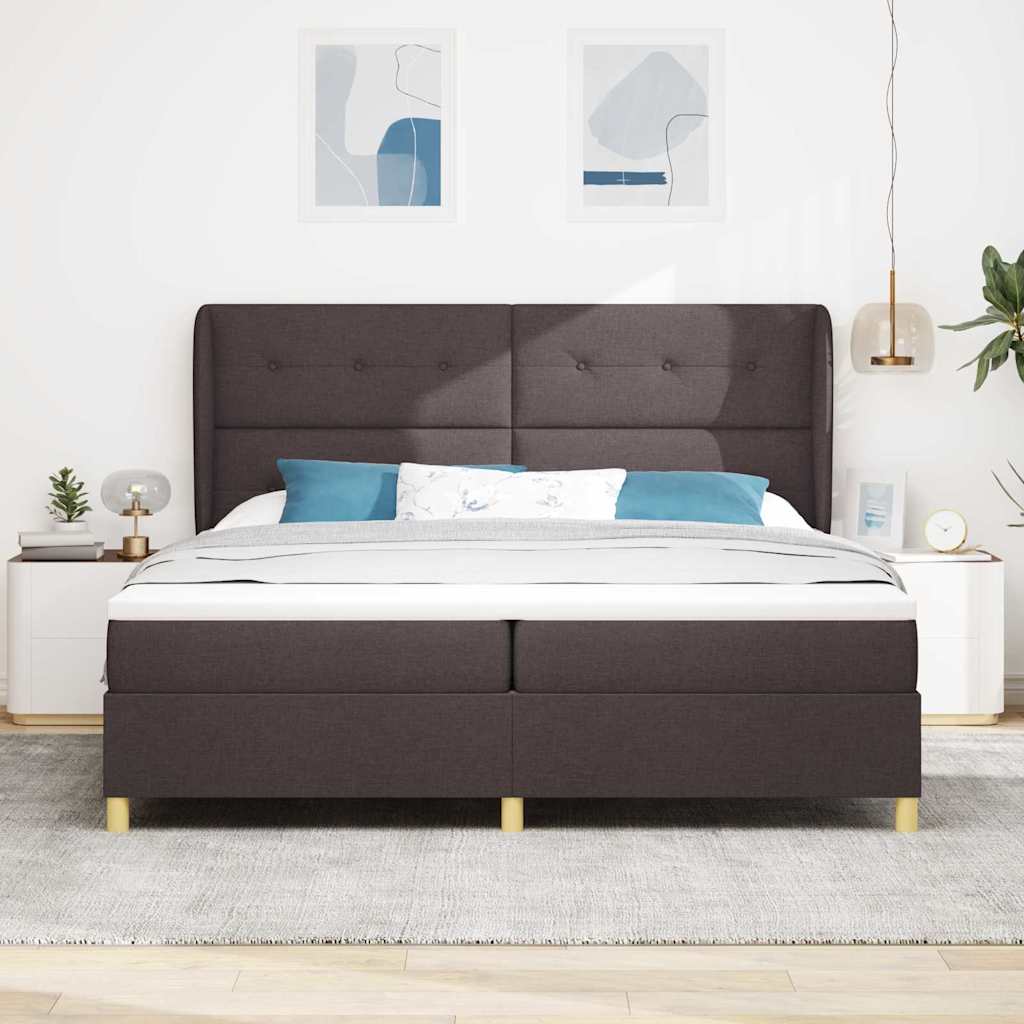 Boxspringbed met hoofdeinde Donkerbruin 200 x 200 cm Stof