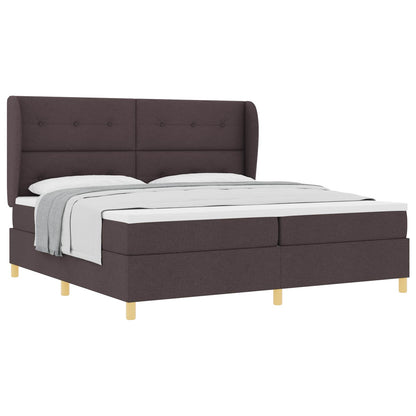 Boxspringbed met hoofdeinde Donkerbruin 200 x 200 cm Stof