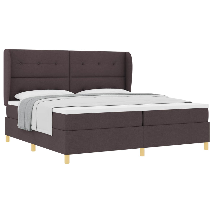 Boxspringbed met hoofdeinde Donkerbruin 200 x 200 cm Stof