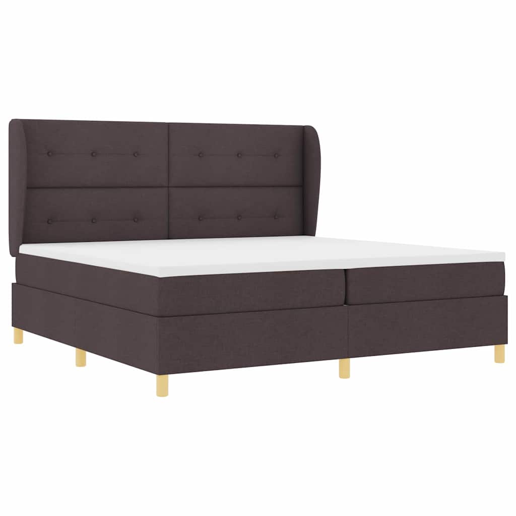 Boxspringbed met hoofdeinde Donkerbruin 200 x 200 cm Stof