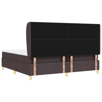Boxspringbed met hoofdeinde Donkerbruin 200 x 200 cm Stof