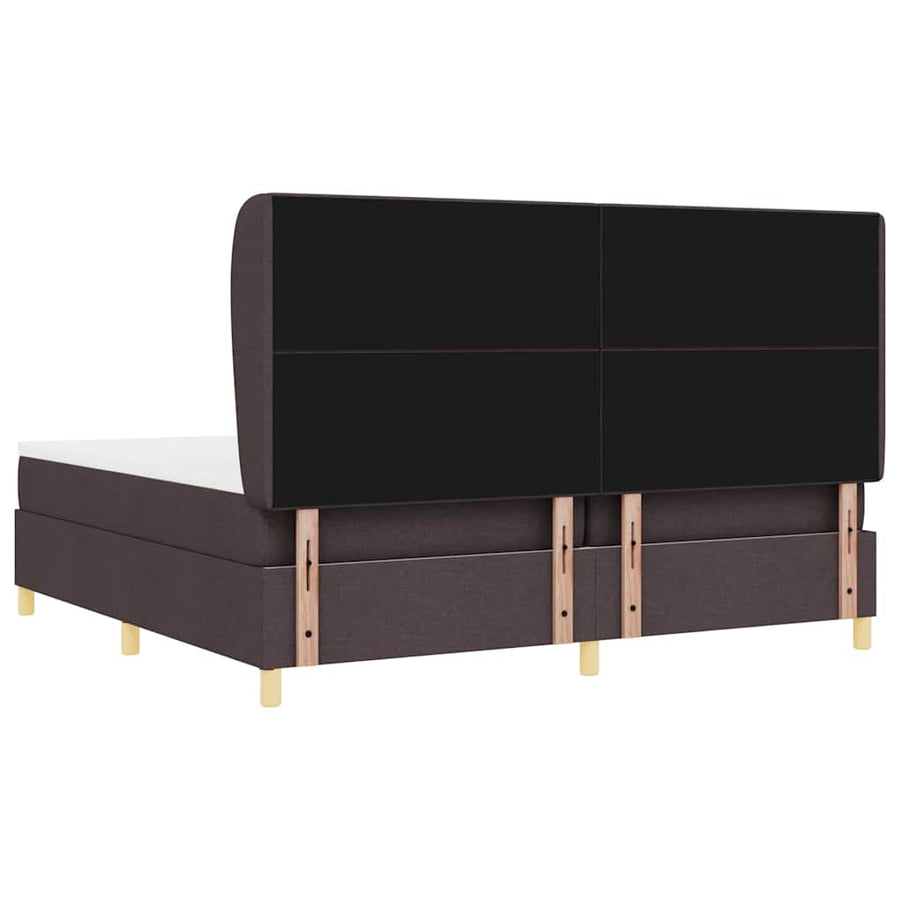 Boxspringbed met hoofdeinde Donkerbruin 200 x 200 cm Stof
