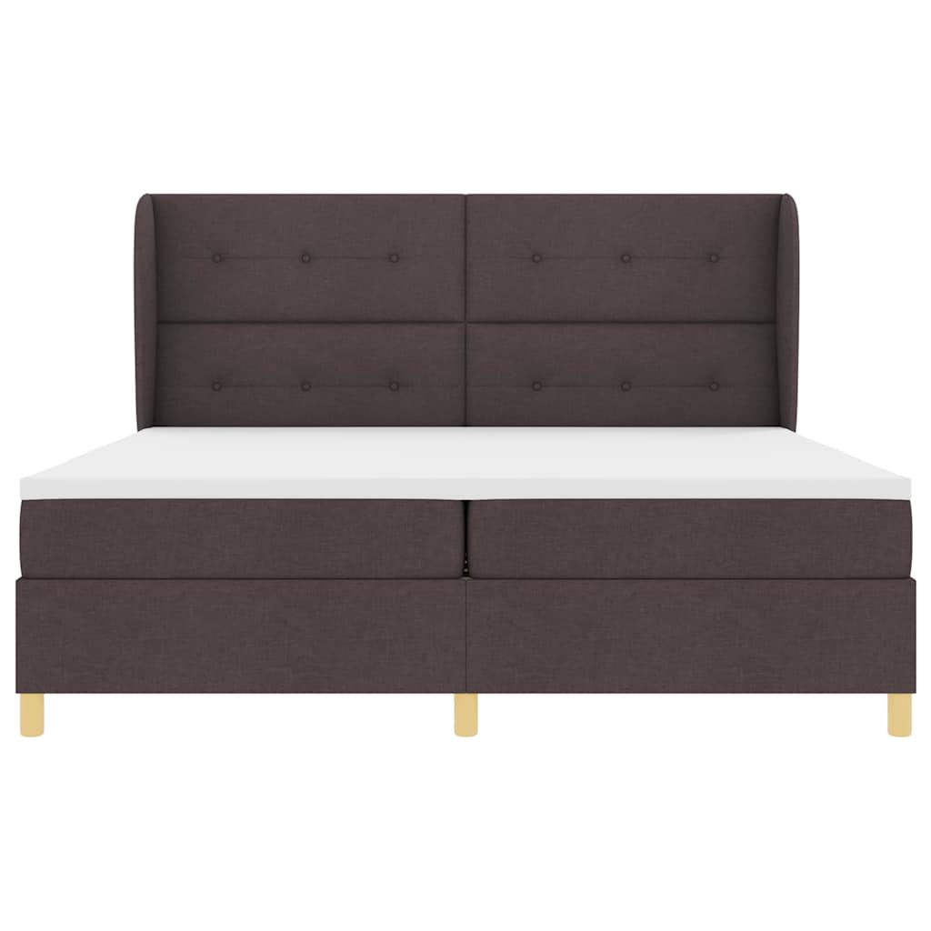 Boxspringbed met hoofdeinde Donkerbruin 200 x 200 cm Stof