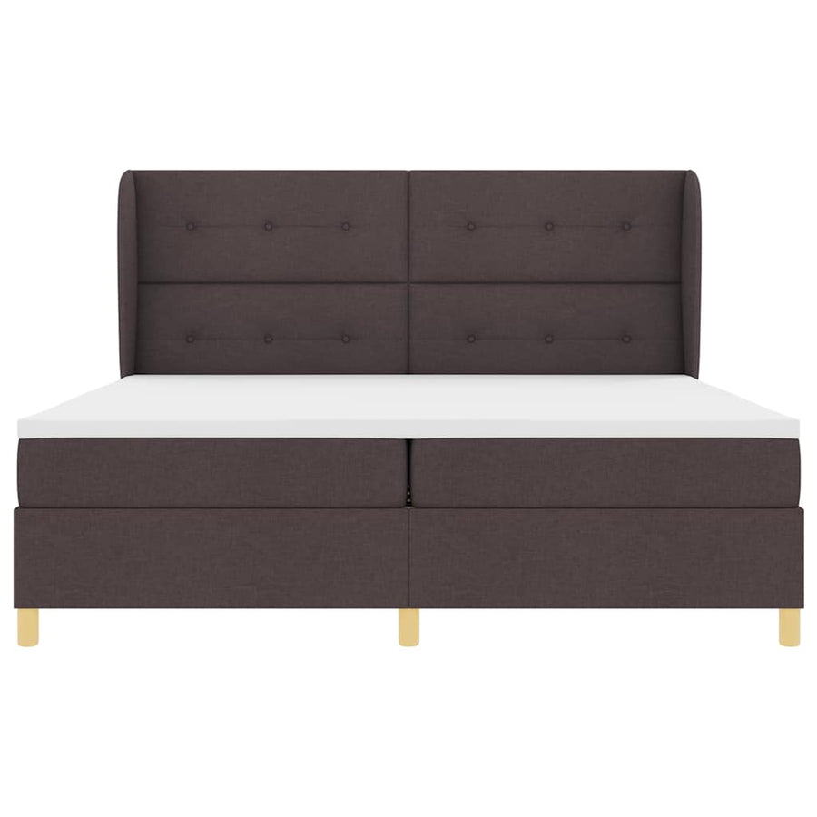 Boxspringbed met hoofdeinde Donkerbruin 200 x 200 cm Stof