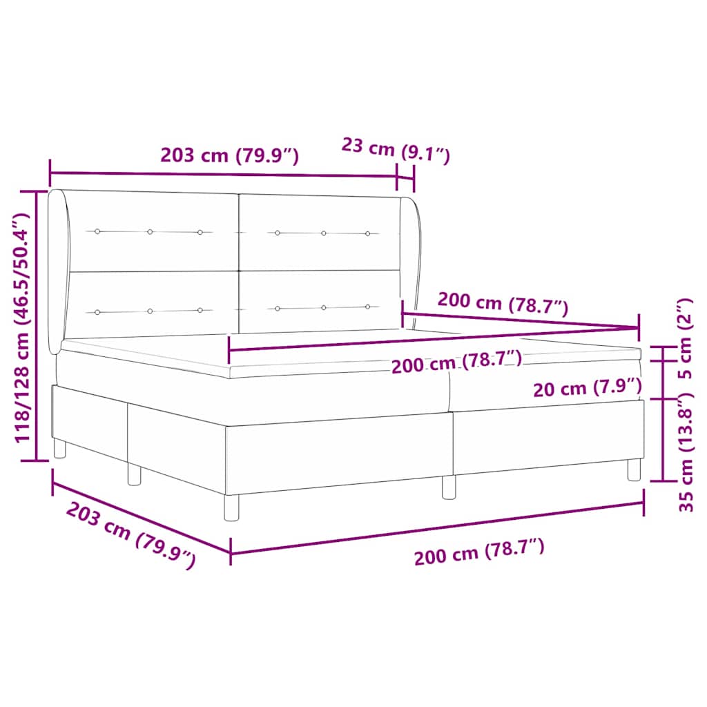 Boxspringbed met hoofdeinde Donkerbruin 200 x 200 cm Stof