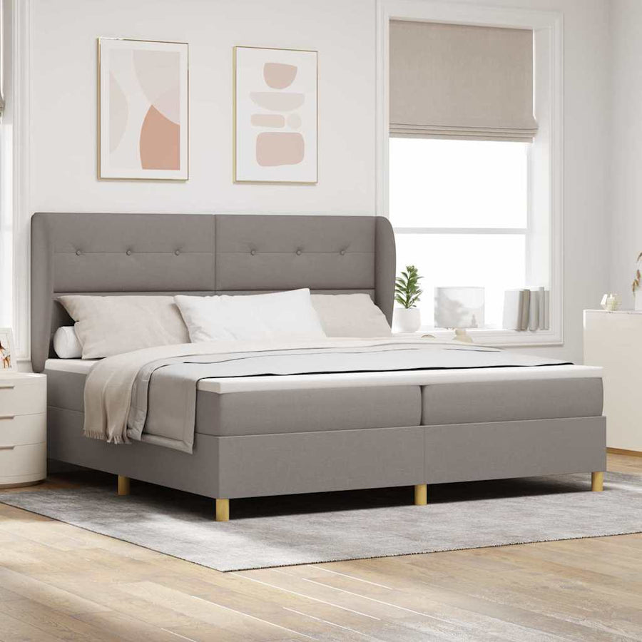 Boxspringbed met hoofdeinde Taupe 200 x 200 cm Stof