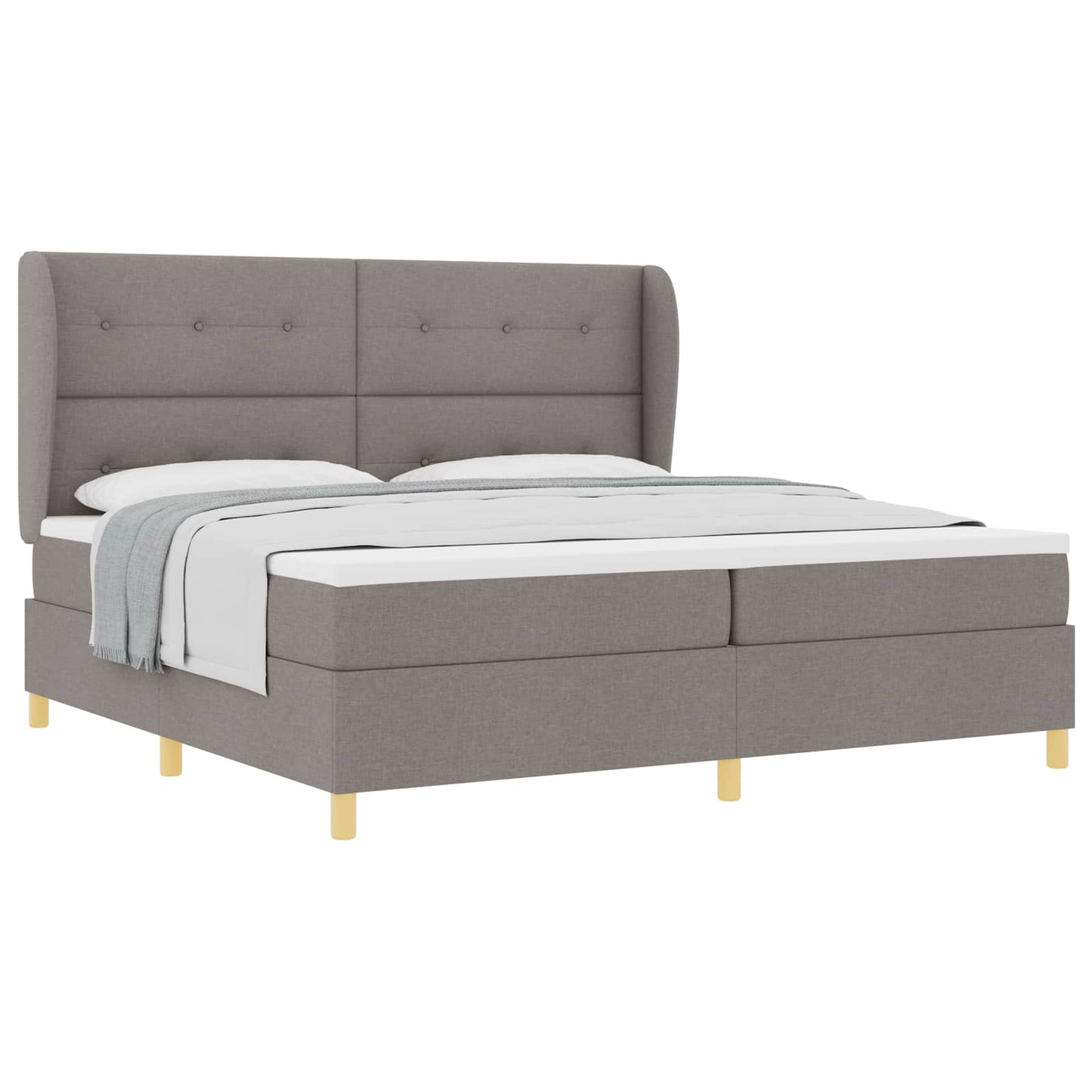 Boxspringbed met hoofdeinde Taupe 200 x 200 cm Stof