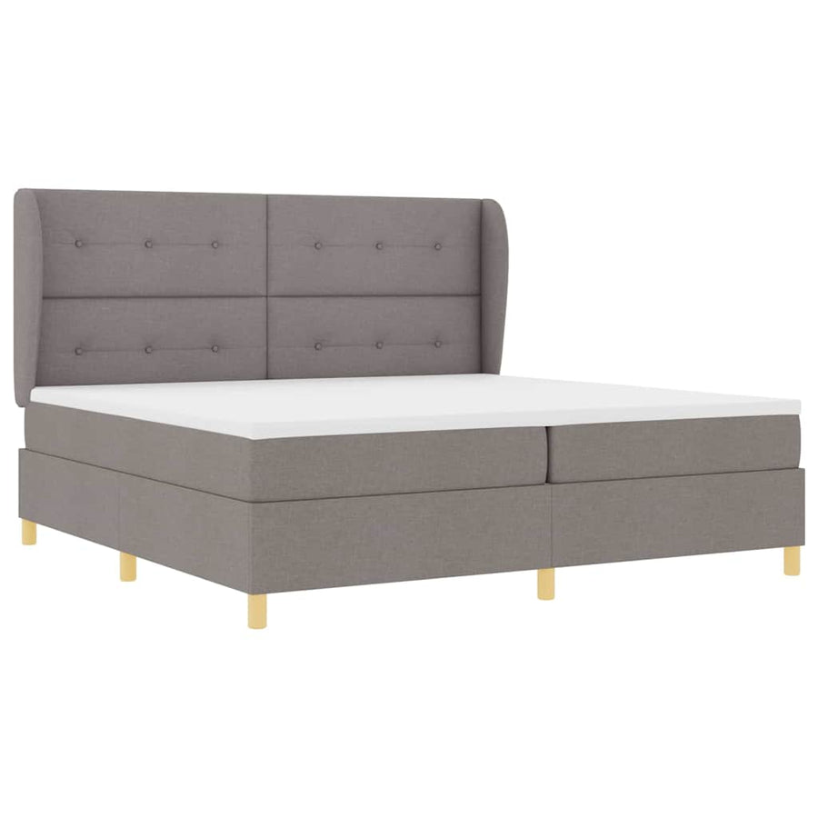 Boxspringbed met hoofdeinde Taupe 200 x 200 cm Stof
