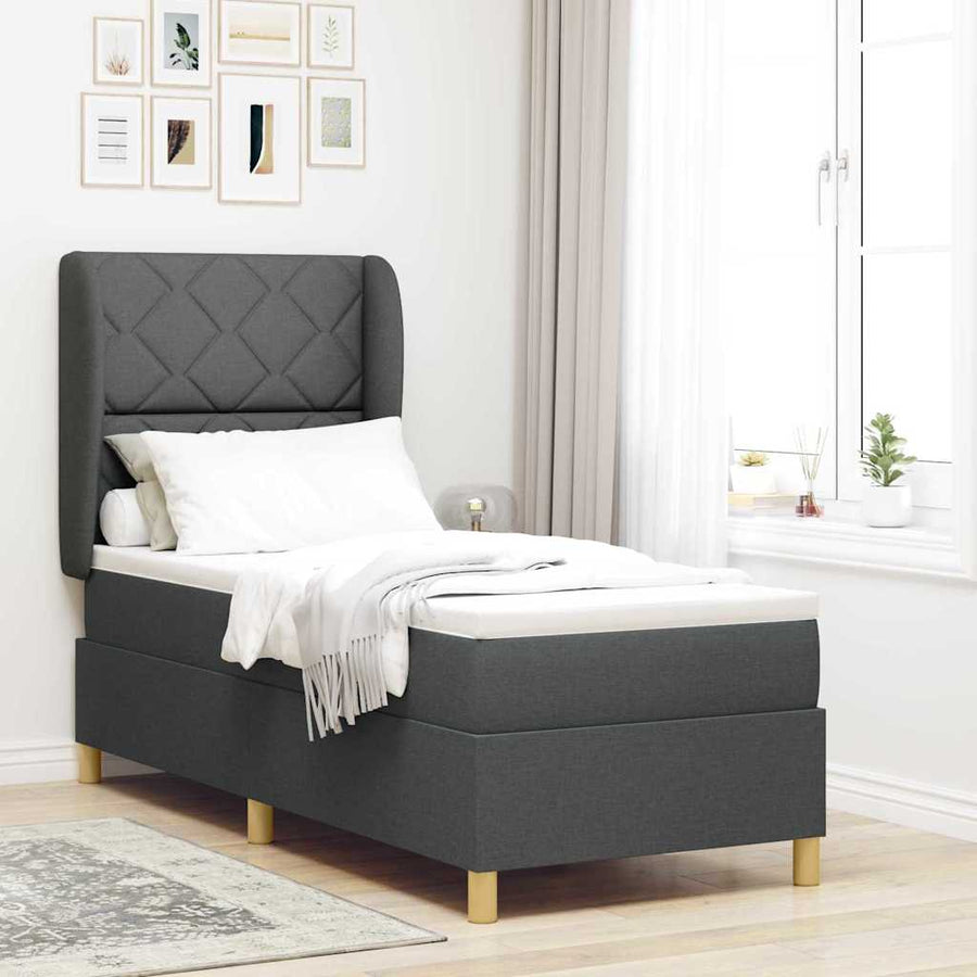 Boxspringbed met matras Donkergrijs 200 x 80 cm Stof