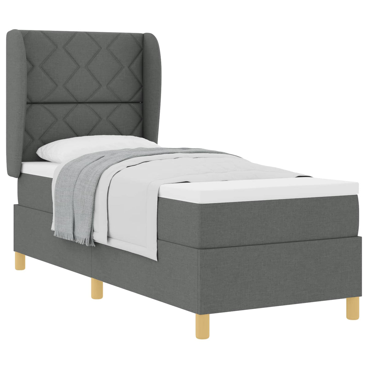 Boxspringbed met matras Donkergrijs 200 x 80 cm Stof