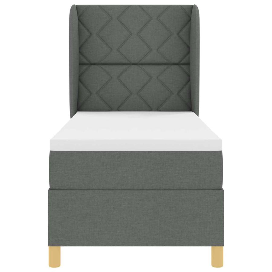 Boxspringbed met matras Donkergrijs 200 x 80 cm Stof