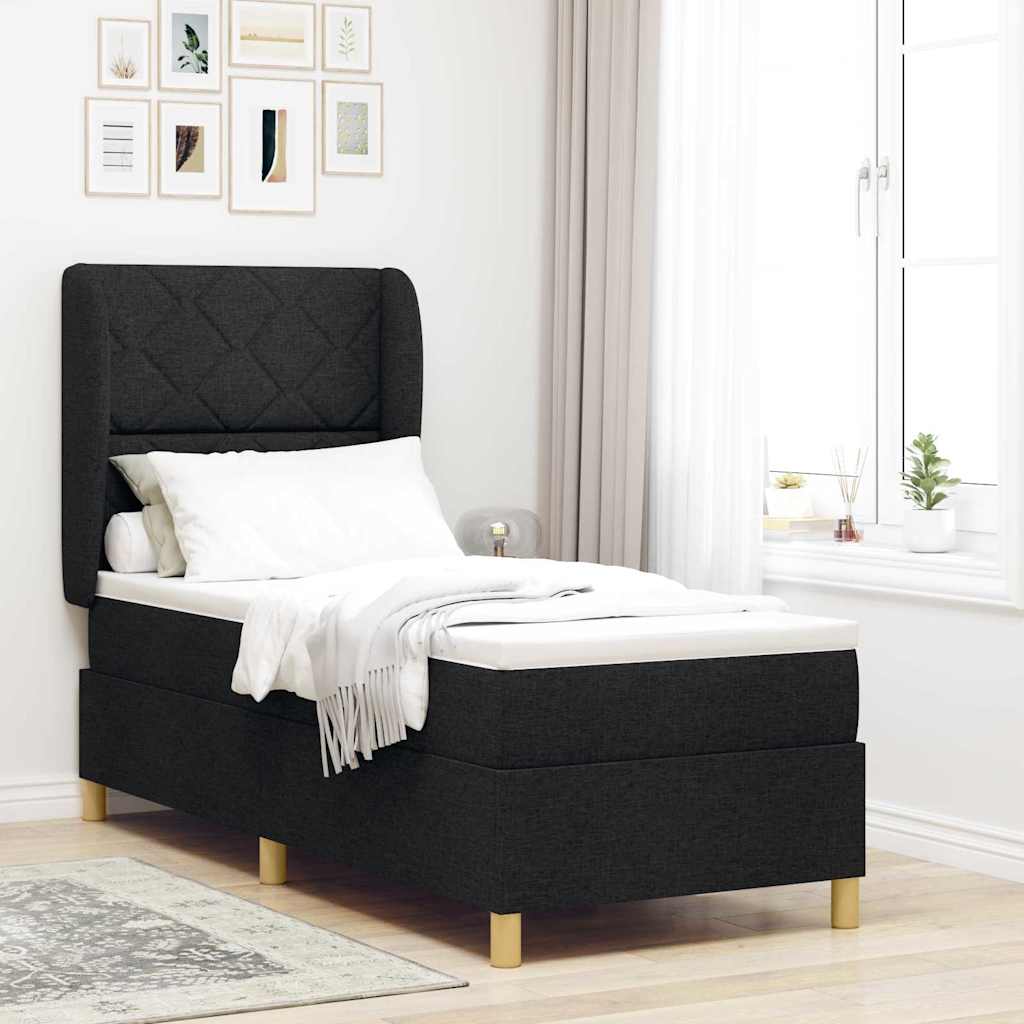 Boxspringbed met hoofdeinde Zwart 200 x 80 cm Stof